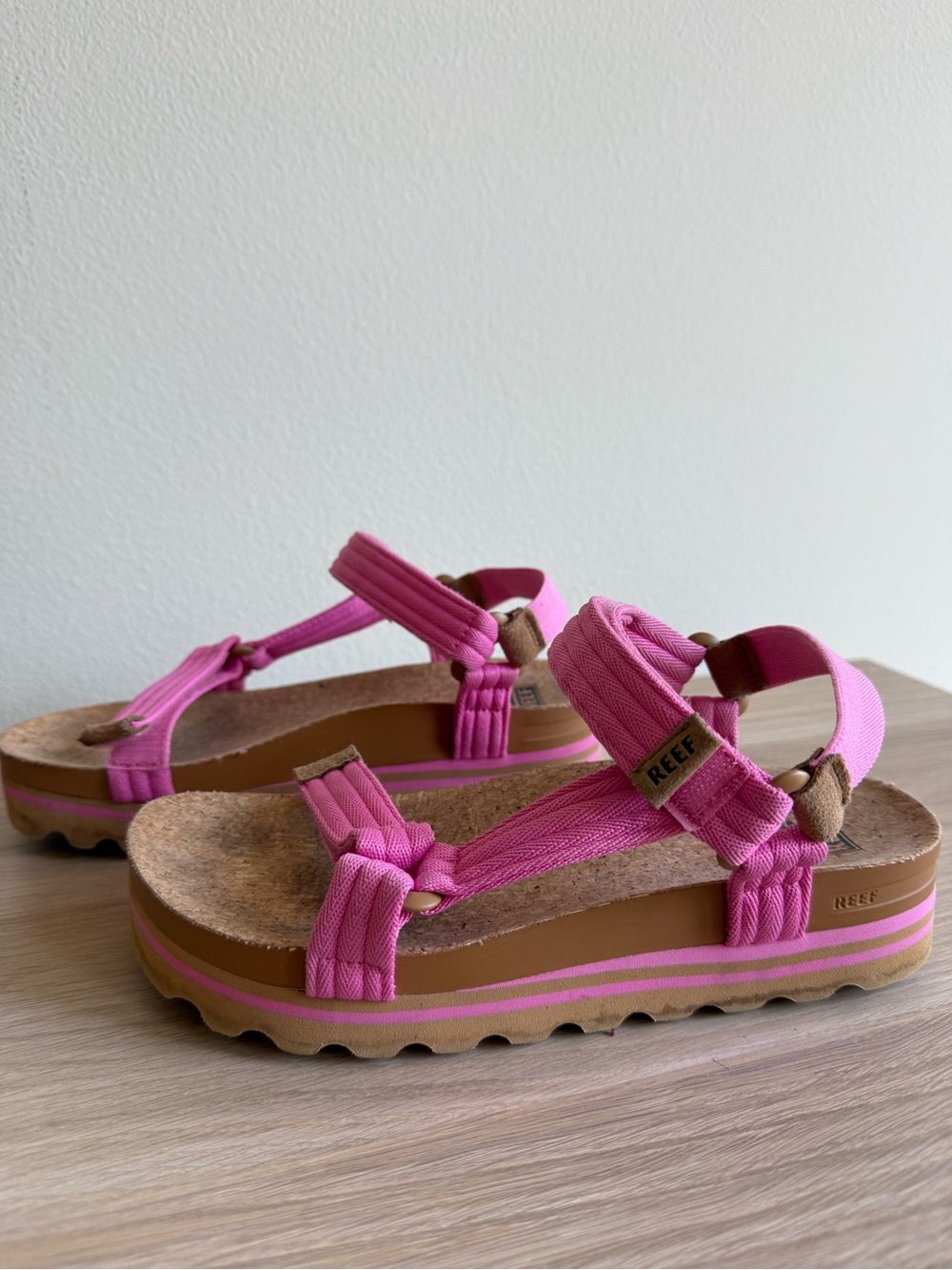 Reef Pink Strap Platform Sandals